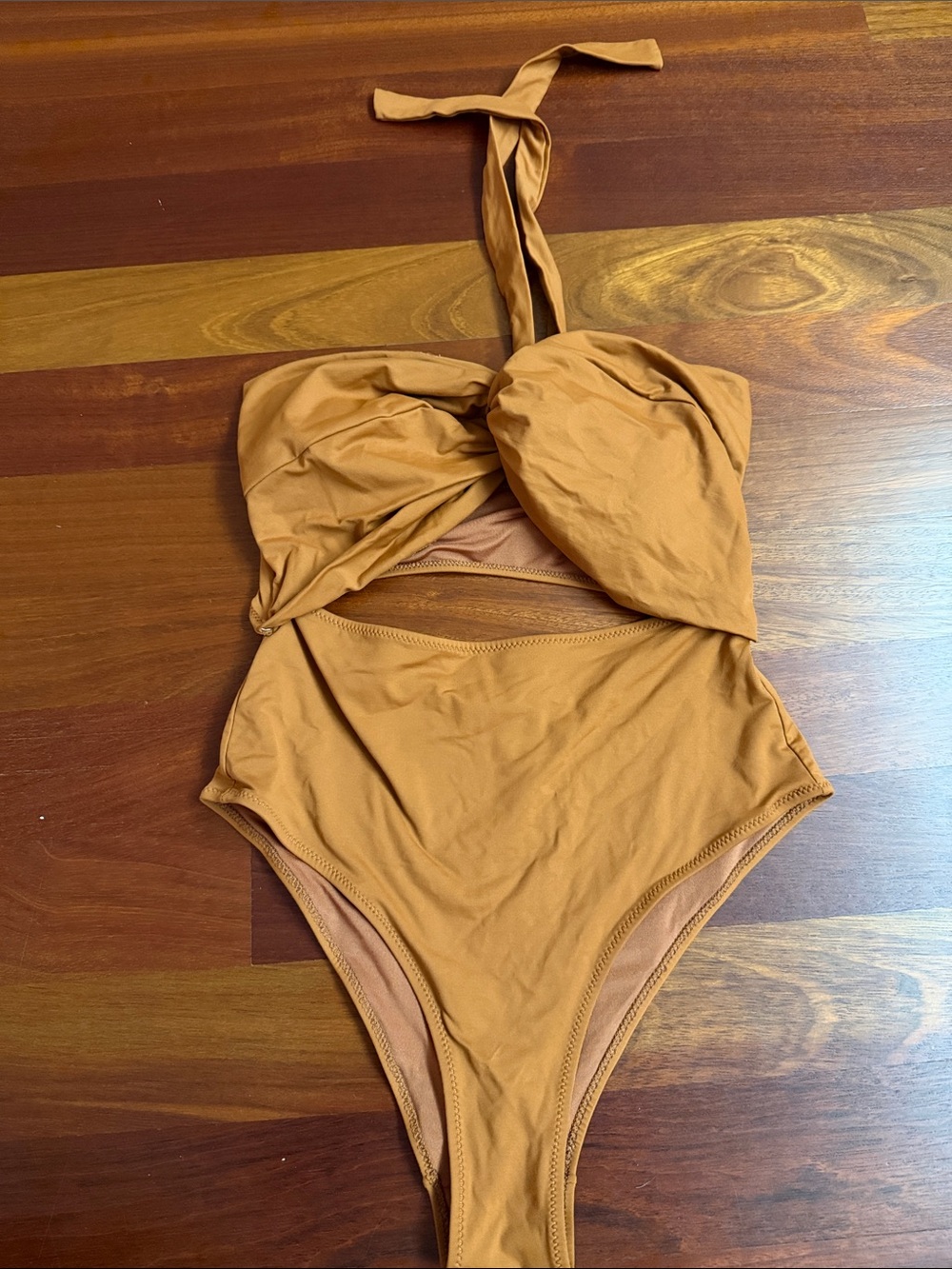 Zara Mustard Yellow Twist-Front One-Piece Swimsuit